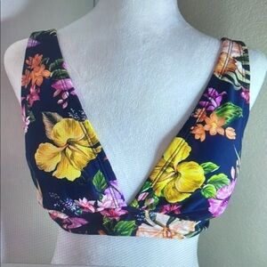 Floral Bikini Top - Blue and Yellow